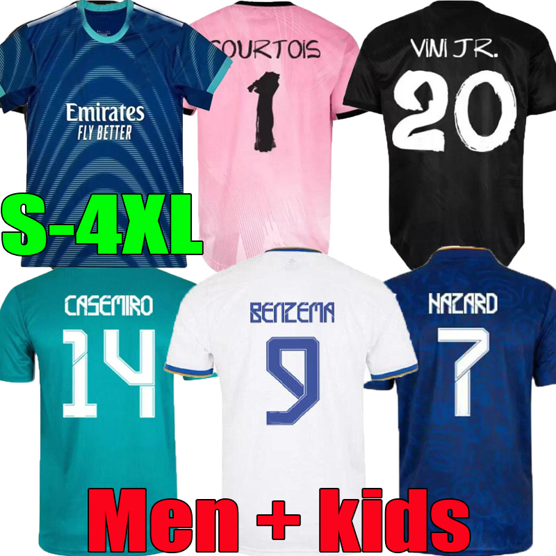 

S-4XL 21 22 23 BENZEMA HAZARD soccer jerseys football shirt CAMAVINGA ALABA ASENSIO MODRIC MARCELO VALVERDE camiseta Men + kids kit 2021 2022 Real Madrids uniforms, 21/22;home
