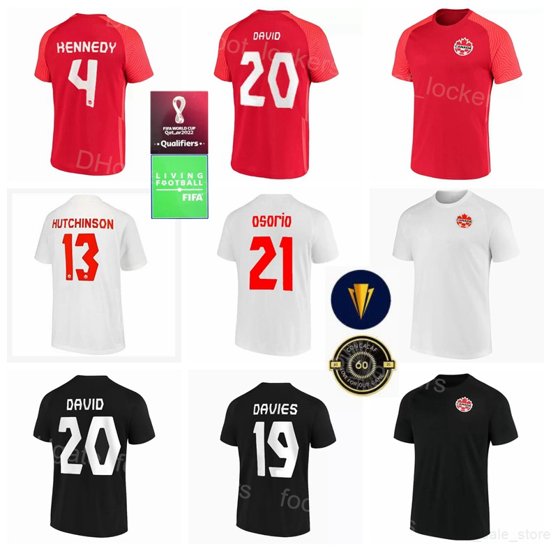 

2022 Qatar World Cup Canada Soccer 20 Jonathan David Jerseys 19 Alphonso Davies 9 Lucas Cavallini 11 Tajon Buchanan 10 Junior Hoilett 17 Cyle Larin Football Shirt Kit, With patch