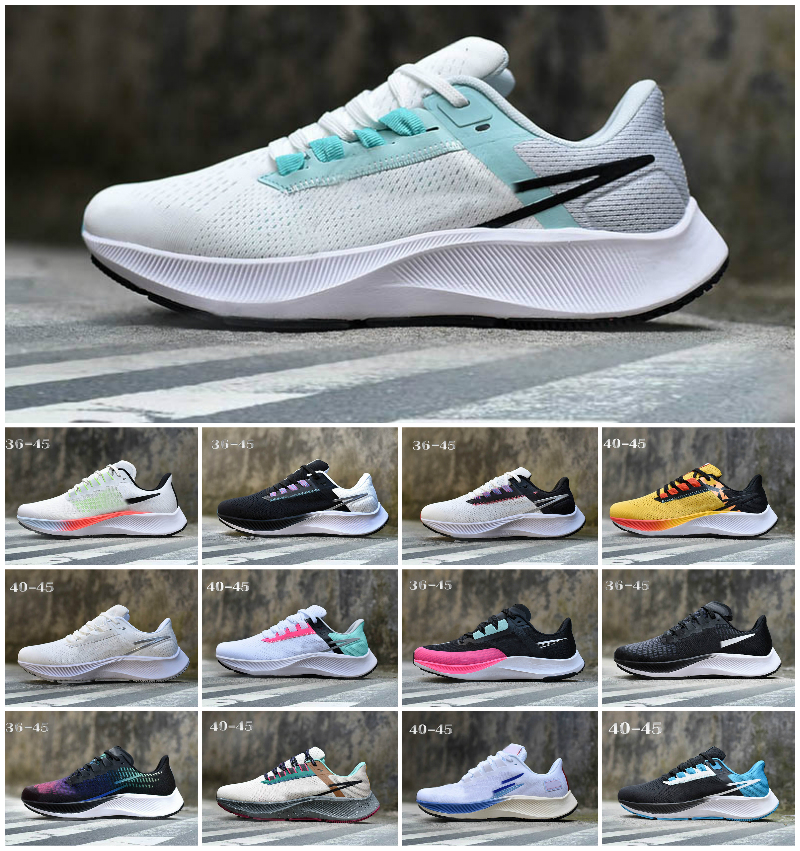 

NEW 2022 ZOOM Pegasus 37 Running Shoes Mens Women Flyease 38 LE Greedy Be True Triple White Midnight Black Navy Chlorine Blue Ribbon Green Wolf Grey Designer Sneakers, Bubble package bag