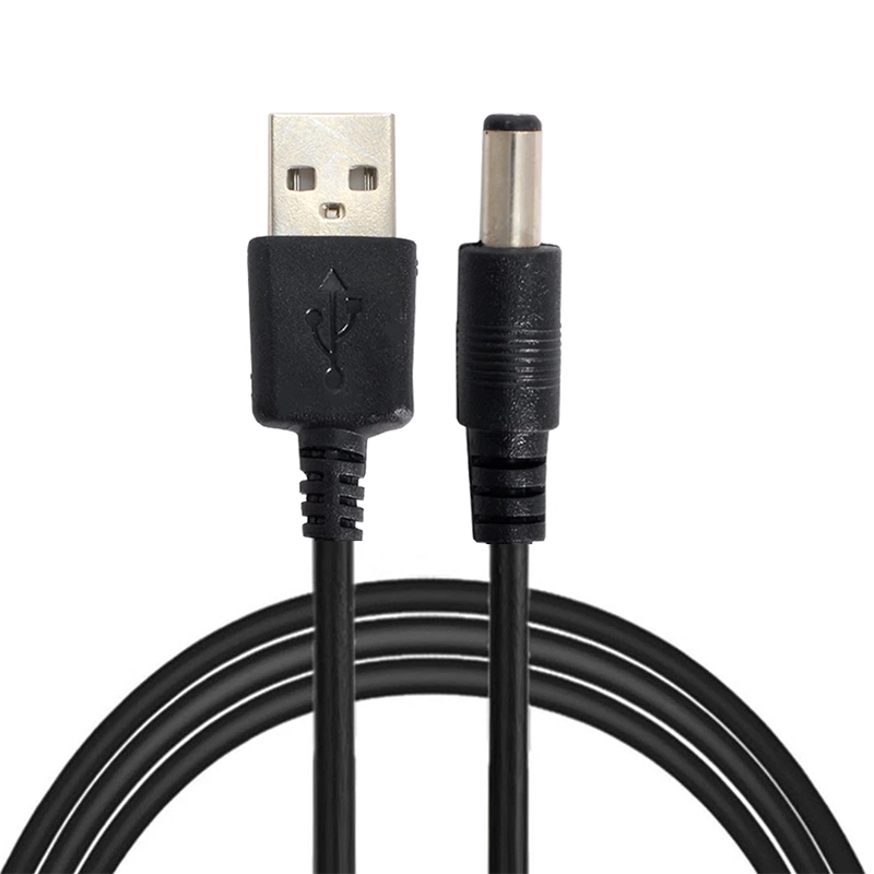 

USB to DC Port Charging Cable Cord 3.5mm 5V Power Cable Angled Straight Black