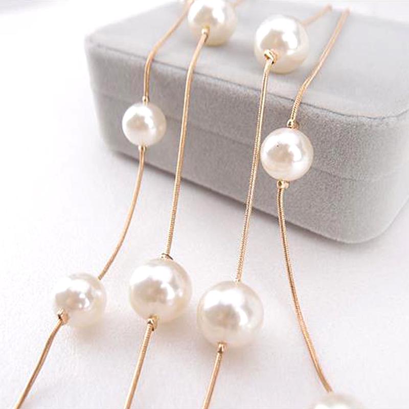 

Pendant Necklaces Double Layers Pearl Long Necklace Female Elegant Casual Sweater Decor Fashion Artificial Jewelry Gift HSJ88