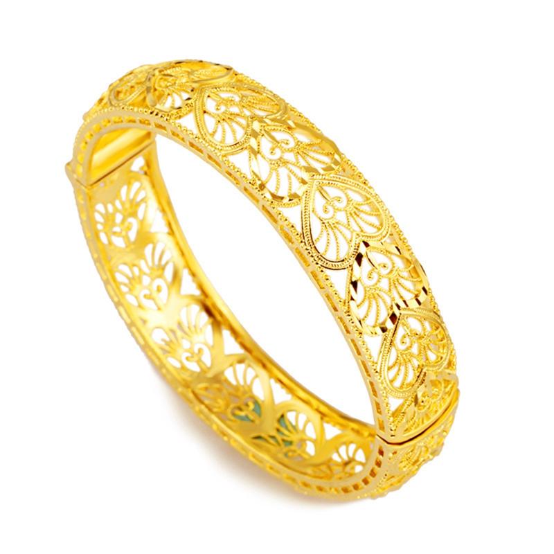 

Bangle Dubai Fashion Yellow Gold Filled Classic Womens Bracelet Wedding Party Luxury Jewelry Gift Dia 62mmBangle