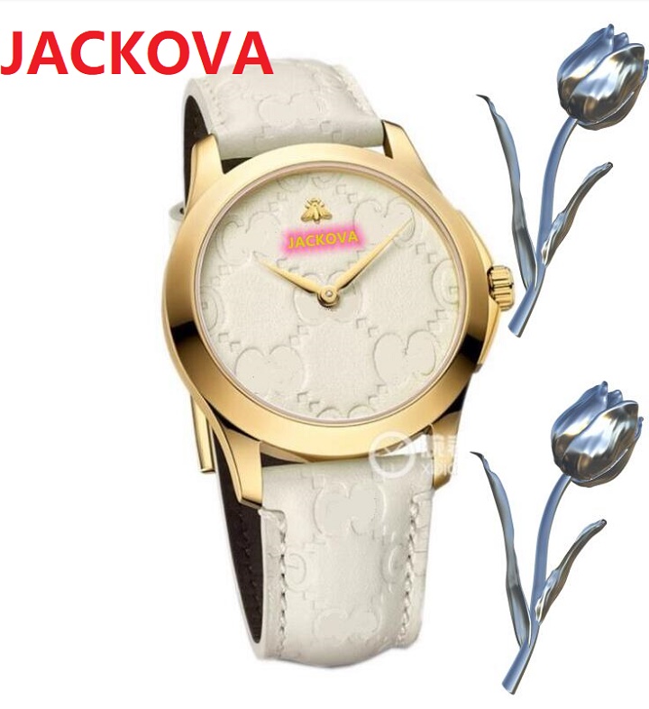 

Top Designer Women BEE Wristwatch 38mm Japan Quartz Movement Time Clock Genuine Leather ICED Out Hip Hop Watches Relojes De Marca Mujer, As pic