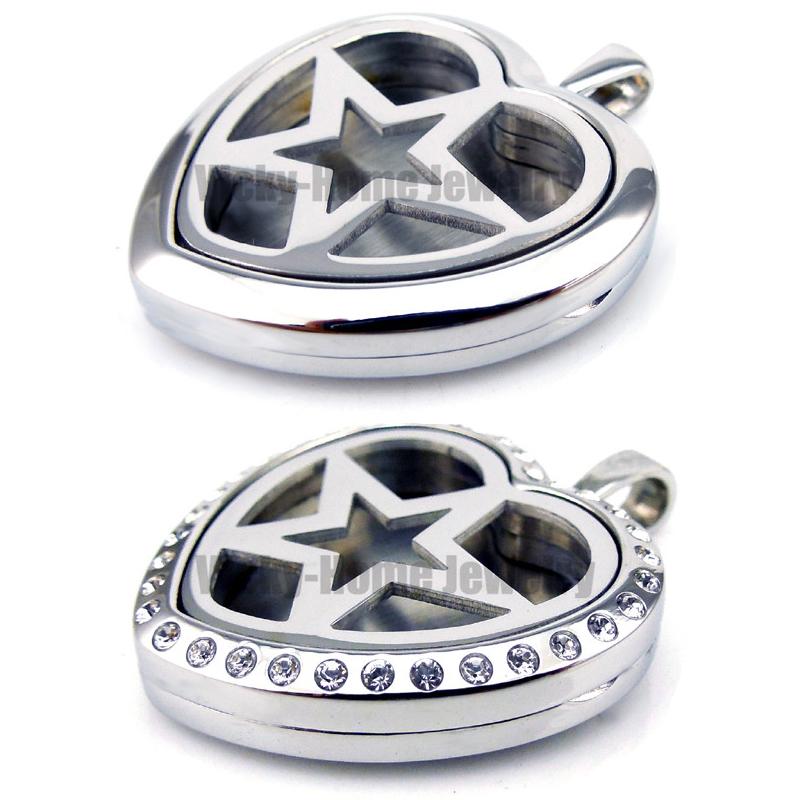

Pendant Necklaces Peach Heart Star Satinless Steel Essential Oils Diffuser Locket Pendants Drop
