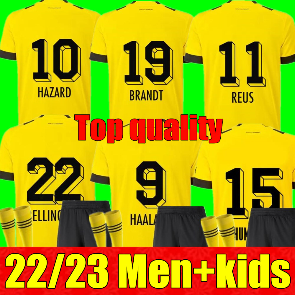 

New 22 23 soccer jerseys HAALAND DOrtmund 2022 2023 football shirt REUS NEONGELB BELLINGHAM HUMMELS BRANDT YEYNA Men kids kit set maillot de foot, Adult home