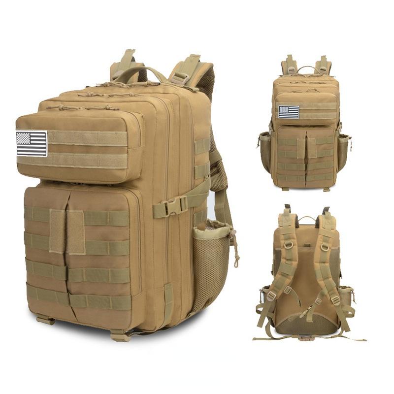 

Backpack Waterproof Bags Wear-Resistant Oxford Casual Outdoor Bag Large Capacity Tactical Backpacks, Khaki