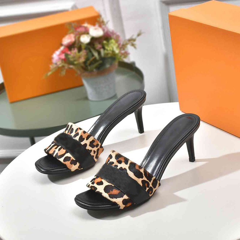 

Classic Designer Slides Slippers Real Leather Black Snake Pattern Leopard Flat High Heels Luxurys Sandals With Box, 1#