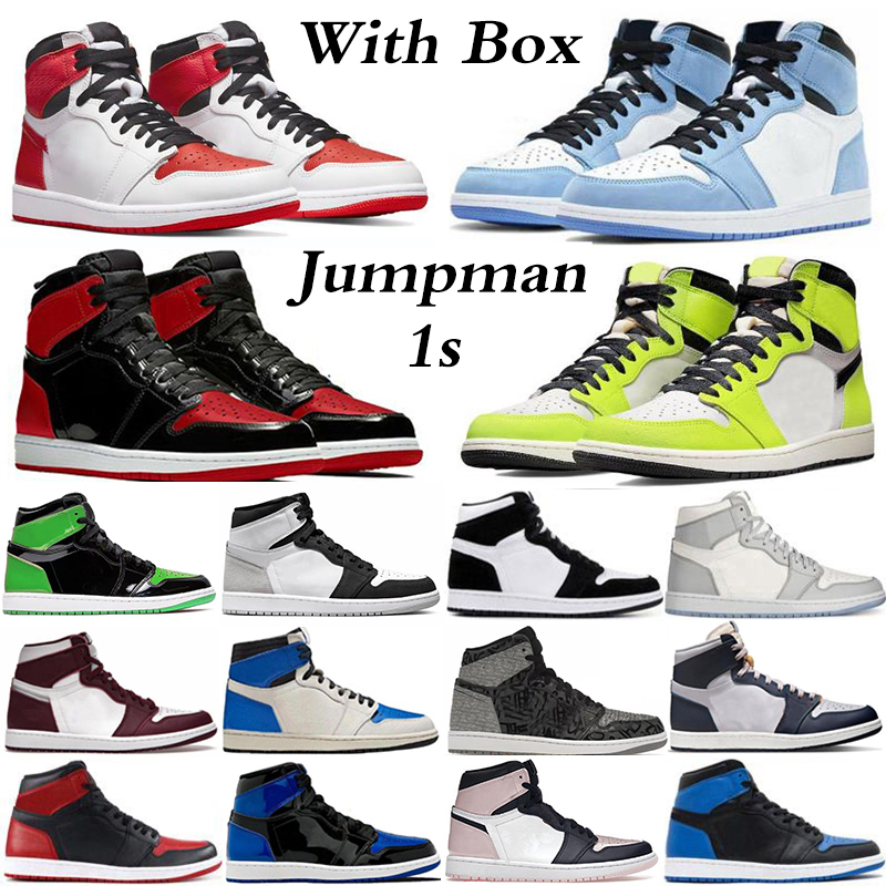 

2022 With Box Jumpman 1 OG 1s Men Basketball Shoes Visionaire Bred Patent Heritage University Blue Georgetown Stage Haze men women Sport Sneakers Trainers Size 36-46, 12