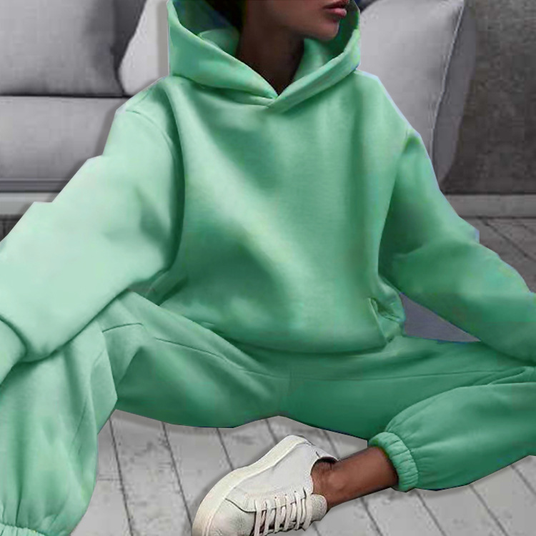 Women's Two Piece Pants 2022 Women Hoodies and Sweatpants White Tracksuits Female Two Piece Set Solid Color Pullovers Jacket Lounge Wear Cas