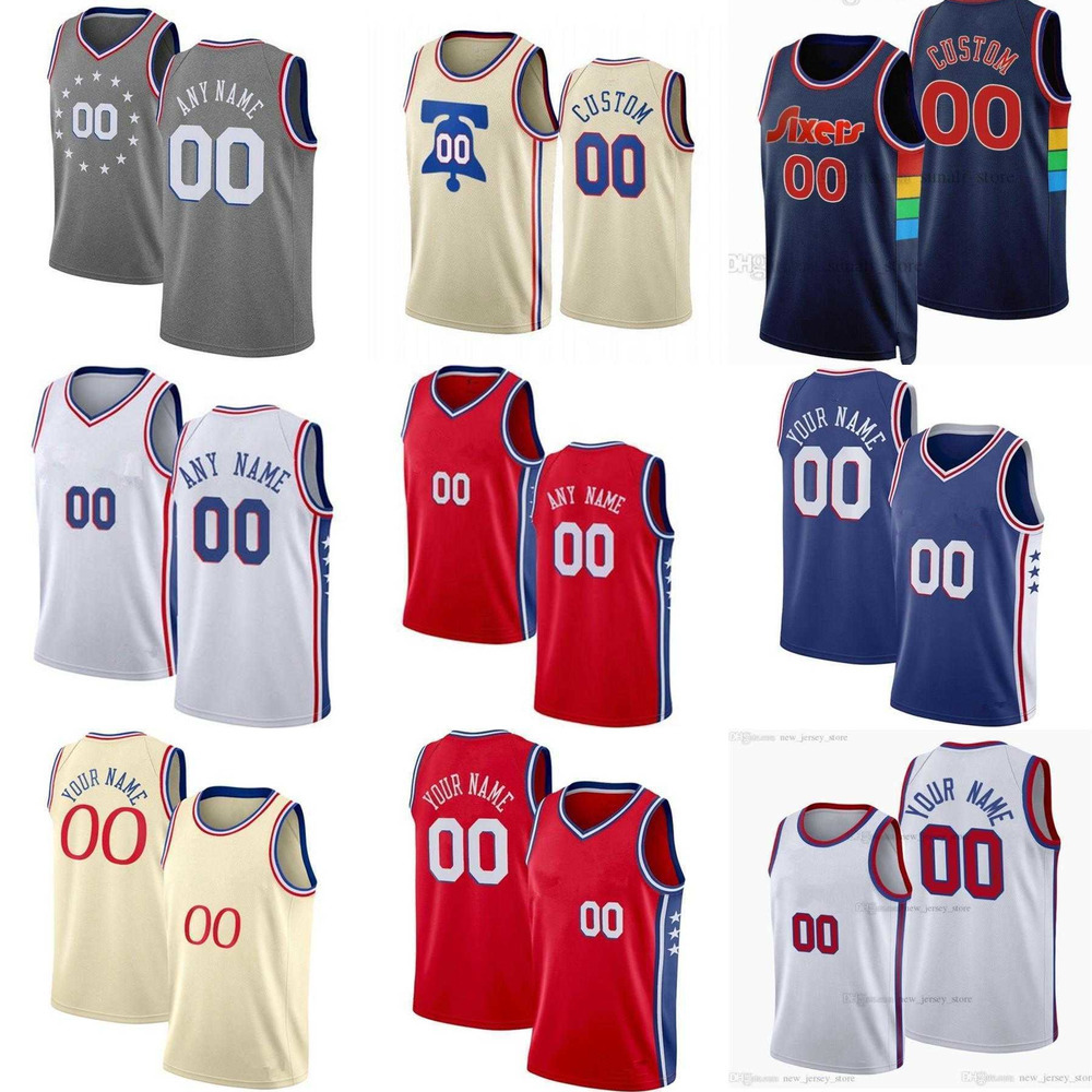 

75th Custom Jersey MEN Womens Youth Joel 21 Embiid 12 Tobias Harris 0 Tyrese Maxey 18 Shake Milton Philadelphia''76ers''Basketball Jerseys, Color