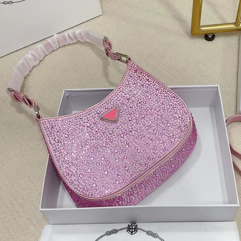 

Nylon Designers Bags Women Diamond handbags Top quality Diamonds totess Canvas handbag Hobo crystal shoulder bag Classic Chest pack fashion Tote underarm bag, Purple