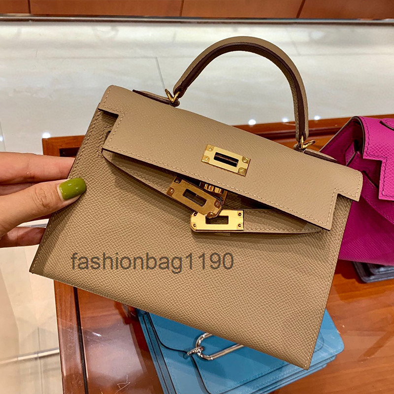 HERMSS BAGS 2022 Femmes Designer Kellies Sacs à main de deuxième génération MiniePSom Leather Palm Print Mini Single Shoulder Messenger 36RWPHZ