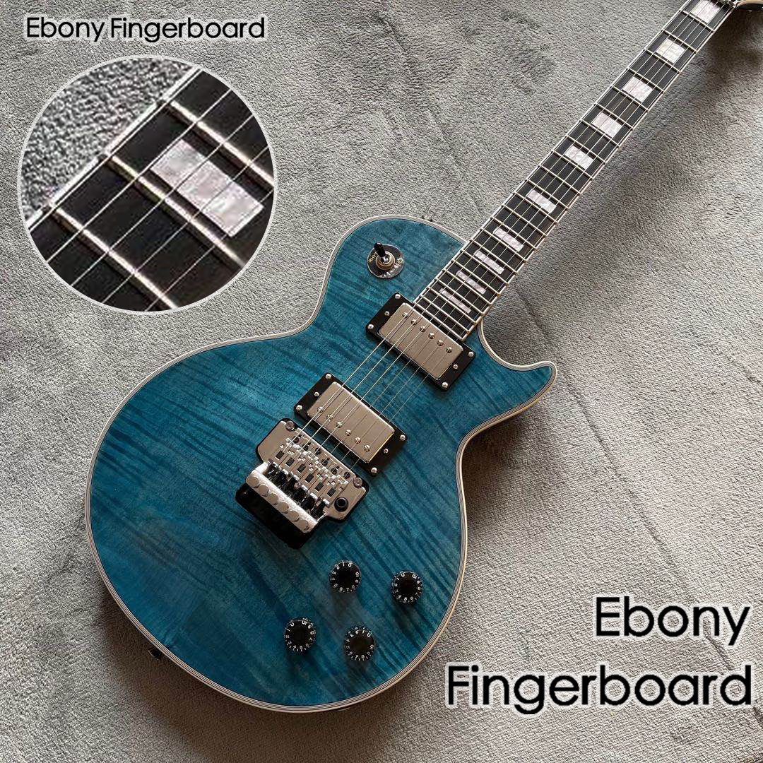 Custom shop Blue color tiger flame top Electric Guitar High quality pickups Ebony fingerboard Mahogany body