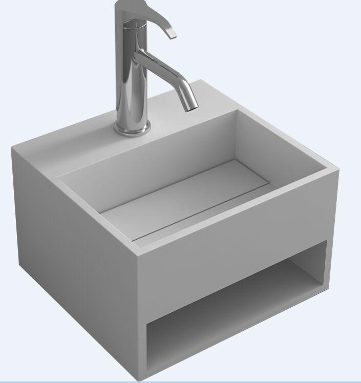 Bathroom Rectangular Wall Hung Wash Sink Fashionable Cloakroom Corian Vanity Washbasin Solid Surface Resin Lavabo RS3835-image-488719780