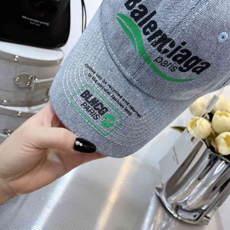 

Paris FW environmental protection Cola printed wave cowboy baseball cap cement gray baseball cap fisherman cap tide, Black printed baseball cap