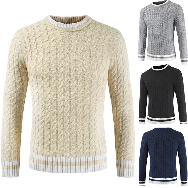 

Men's Sweaters Fashion Men's Autumn Winter Jumper Casual Solid Colors Knitted Warm Long Sleeve Round Neck Sweater Pullover Tops Knitwear, Beige