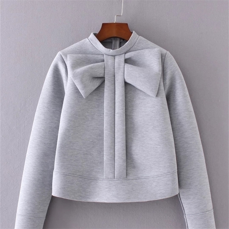 

YD508251 and the wind fall fashion bow collar sleeve head space cotton casual 201216, Dark grey