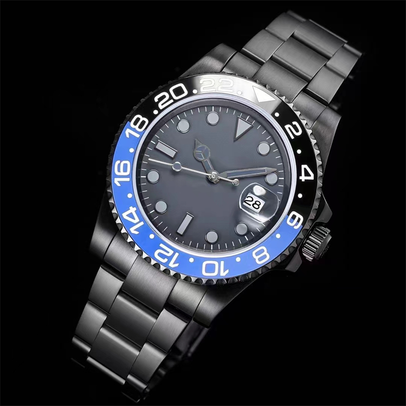

40mm Men's Mechanical Watch Black Stainless Steel Dial and Strap Premium Movement Fully Automatic Winding Deep Sea Water Resistant Watch