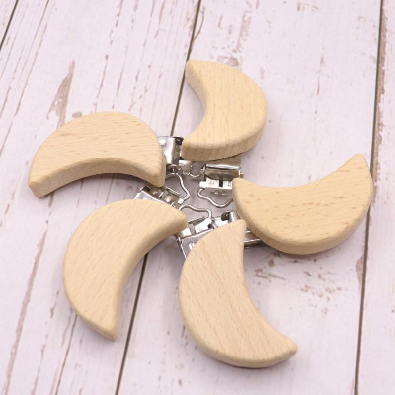 

Pacifiers# 5pcs Lovely Moon Beech Pacifier Clip Natural Bead Baby DIY Chain AccessoriesPacifiers# Pacifiers#Pacifiers#