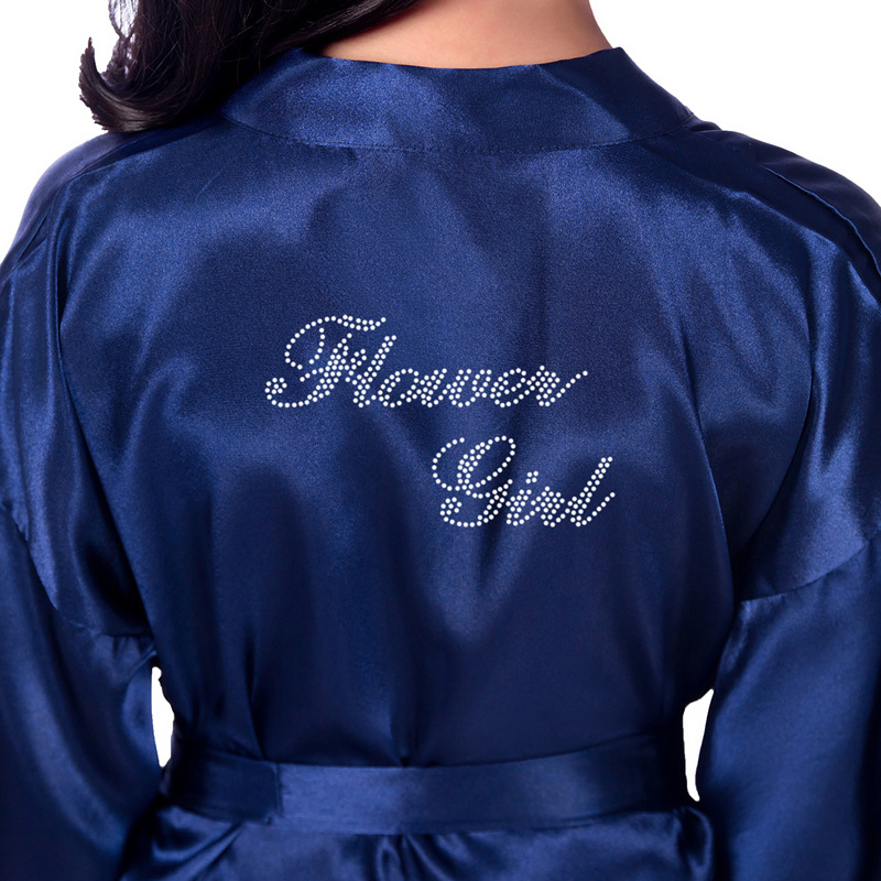 

Flower Girls' Dresses Diamond studded girl girls wedding makeup morning gown flower children's Long Satin Silk cardigan, White