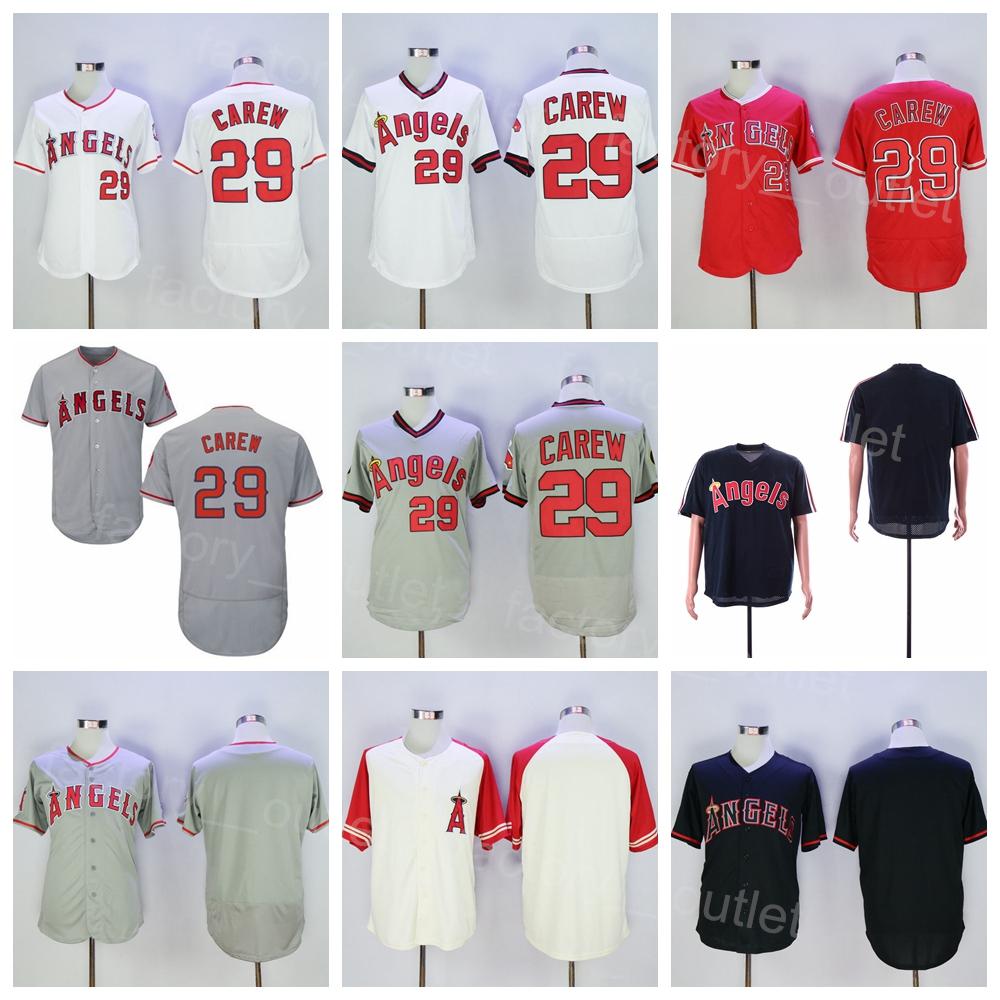 

Throwback 1982 1985 Baseball Retro 29 Rod Carew Jersey Men Vintage Team Color Black Red White Grey All Stitched Pullover Flexbase Cool Base Retire Top Quality On Sale