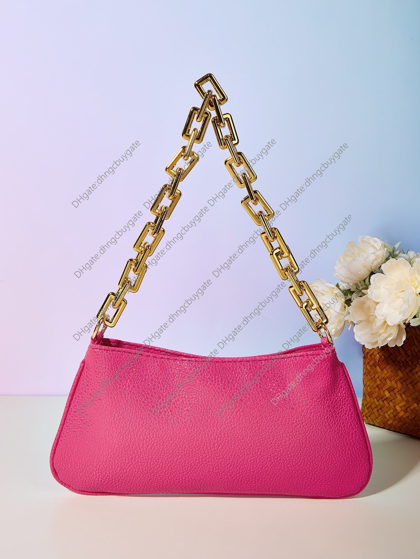 

Textured Designer Bag Chain Uette Handbag Leather Luxury Brand Fashion Wallet crossbody bag Handbag Leather, Hot pink