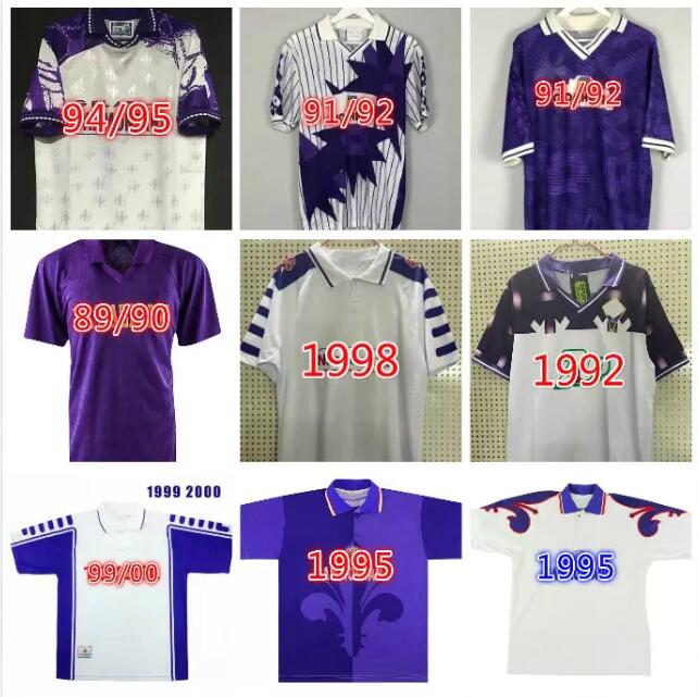 

1989 1992 1995 1998 Retro Fiorentina Soccer Jerseys Batistuta Rui Costa Chiesa Laudrup Mijatovic Football Camiseta Classic Shirt Vintage Kit