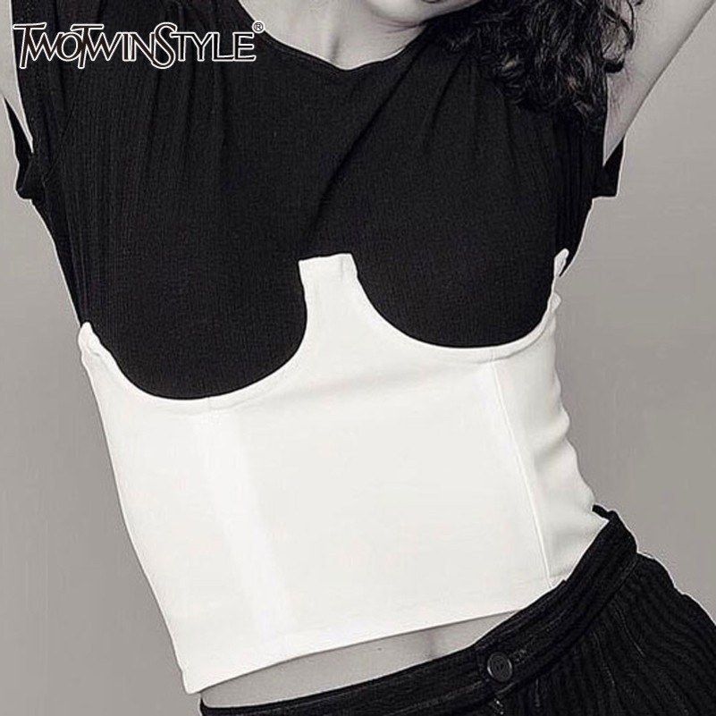 

TWOTYLE Corset For Women Sexy Tunic Bras In Large Sizes Waist Corset Tops Female Spring Autumn Fashion Clothes Y200412, White