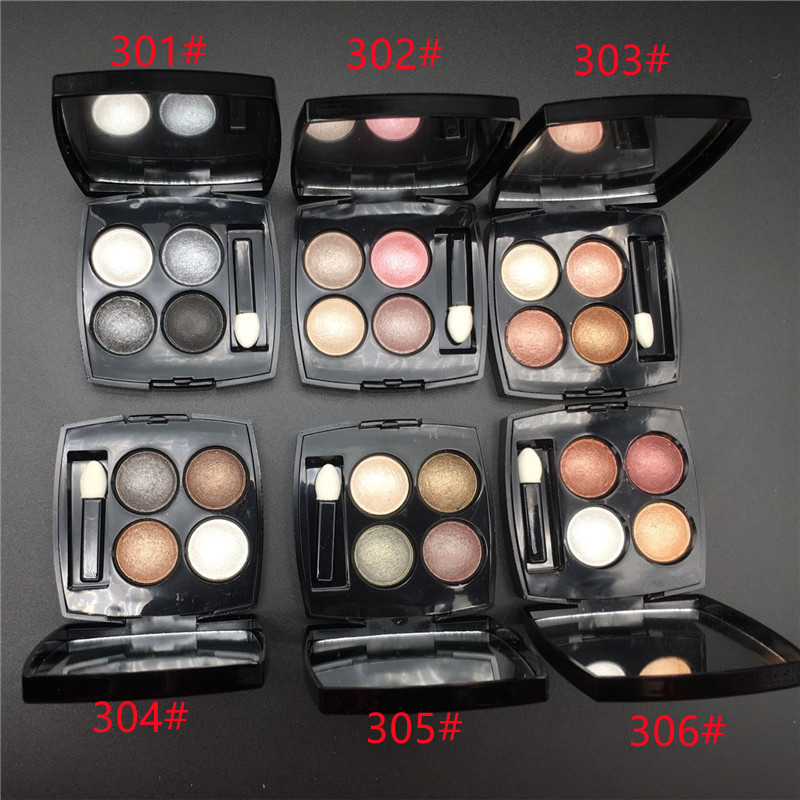 Brand Makeup Eye shadow 4 Colors Matte Shimmer Waterproof Eyeshadow shadows palette with brush 6 styles with mirror-image-762095807