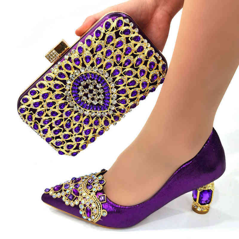 

Fashion Dress Shoes Hot Selling Purple And Bags To Match Set Italy Party Pumps Italian Matching Shoe Bag For Party 220512, Red