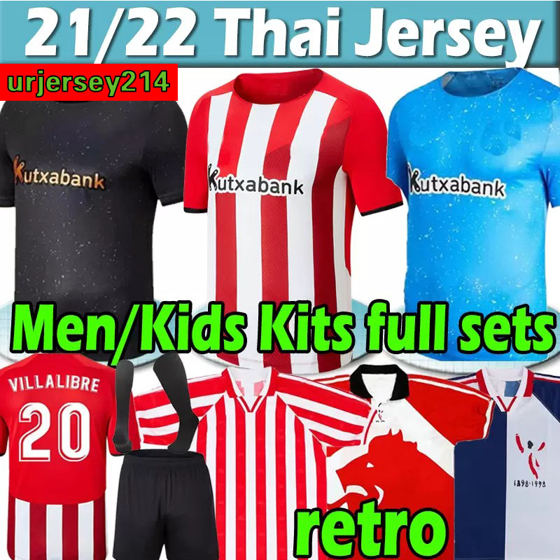

21/22 bilbao Soccer Jersey Fans player version retro Athletic I.MARTINEZ WILLIAMS men kids kit socks full sets 2011 football shirt YURI B RAUL Camiseta de 2021 2022, 1995-97 home