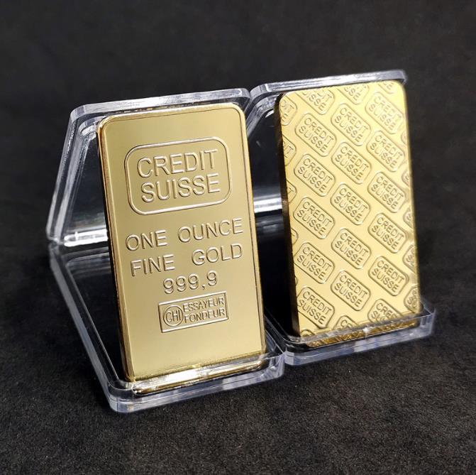 

24K Gold Plated Buillion Craft One Ounce Fine 999.9 Magnetic Credit Suisse Bullion With Different Numbers
