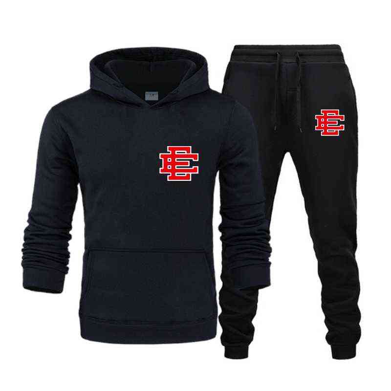 

Fashion Couple Sportwear Set Eric Emanuel EE Printed Lover Hooded Suits Hoodie and Pants 2pcs Set Streetwear Men Women Cloths G220715, Purple