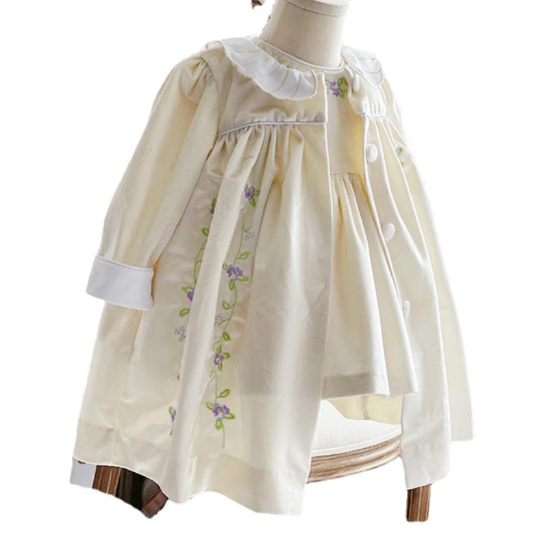 

Girl's Dresses 2pcs Winter Dress For Girls Flower Girl Kids Christmas Weddings Classic Eid DressGirl's, Beige