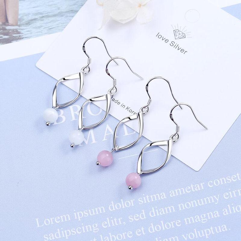 

Dangle & Chandelier 925 Sterling Silver Earrings For Women Jewelry Sweet Romantic Pink Crystal Geometry Earring Female Wedding AccessoriesDa