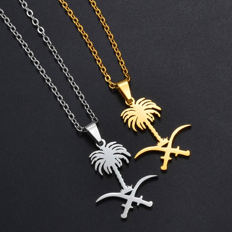 

Pendant Necklaces Anniyo Saudi Arabia National Emblem Symbol Necklace Kingdom Of Charm Jewelry Women Girls #268921