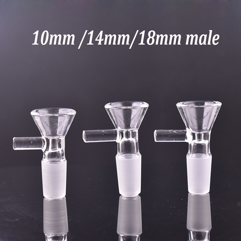

Thick Round Funnel Glass Bowl Herb Dry Oil Burners With Handle 10mm 14mm 18mm male Slide bowl piece For smoking Accessories Glass Bongs