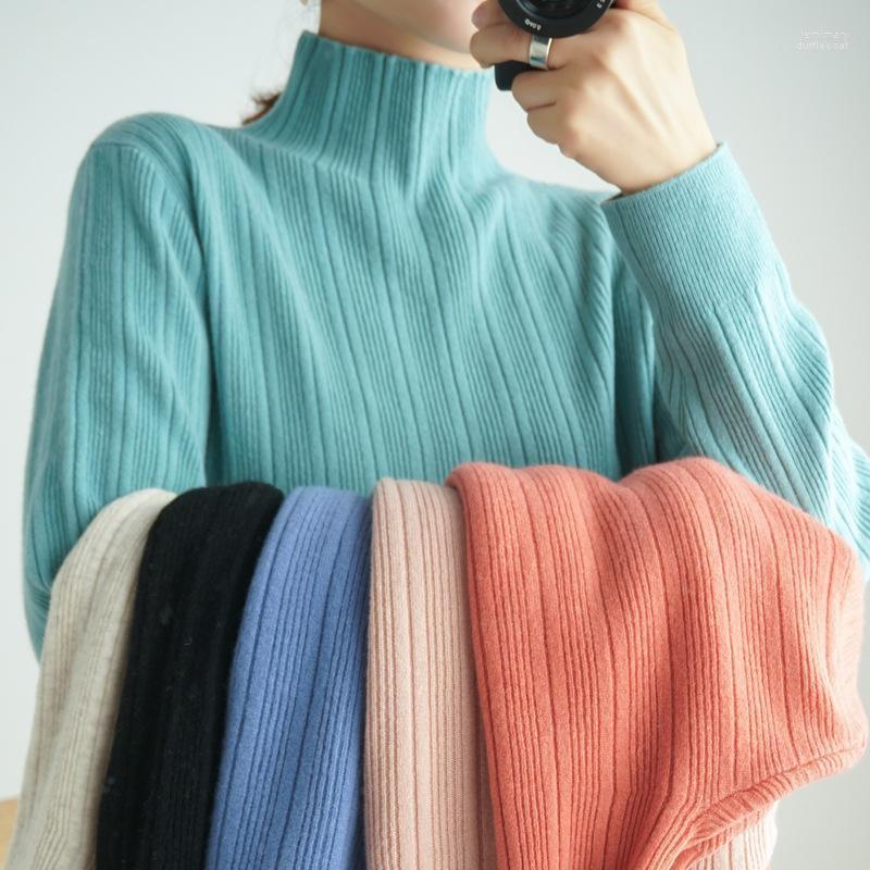 

Women' Sweaters 2022 Autumn And Winter Half-high Collar Cashmere Sweater Women Wild Draw Solid Color Slim Slimming Pullover Jemi22