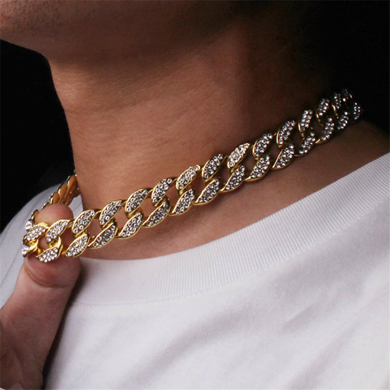 Men Hip Hop Iced Out Tennis Chains Bling Luxurious Jewelry Sterling Silver gold Diamond Necklace Fashion 16/18/20/22/24/30 inch Gold Chain Neckla-image-760687245