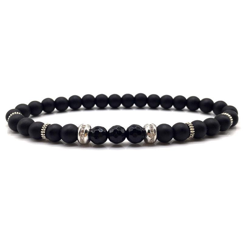 

Beaded, Strands 2022 Classic Round Charm Bracelet Men Simple Pave Cubic Zirconia Matte Beaded For Jewelry Gift