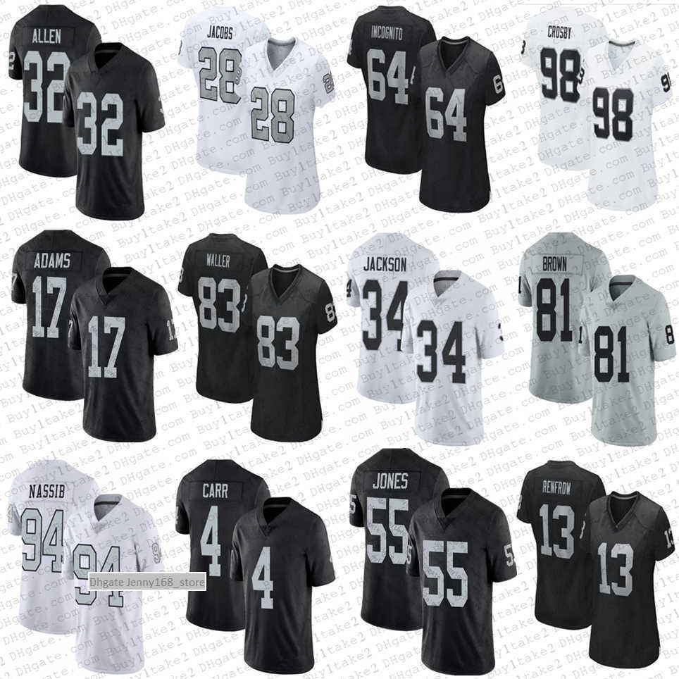 

83 Darren Waller 17 Davante Adams Oakland''Raiders''Football Jerseys Derek Carr Bo Jackson Chandler Jones Woodson''nfl''Jersey, Women