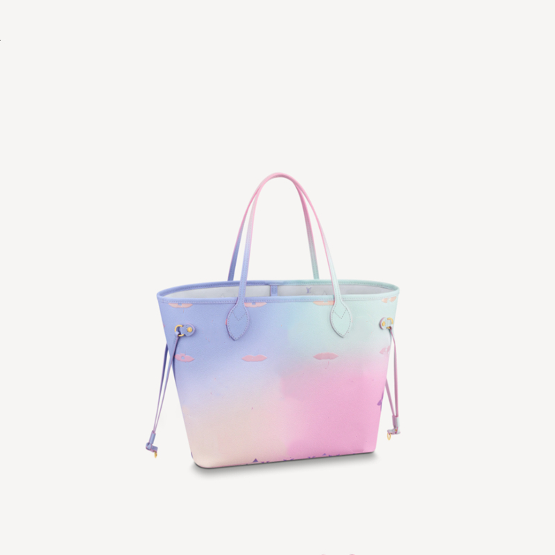

Explosive Women's MM M46077 tote bag colorful gradient Sunrise Pastel coated canvas Cowhide-leather side laces Gold-color hardware zipped, Send me a message for more pictures.