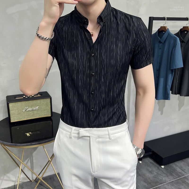 

Men's Casual Shirts Summer Shprt Sleeve All Match Men High Quality Viscose Slim Fit Camisas De Hombre British Business Formal Mens ClothingM, White