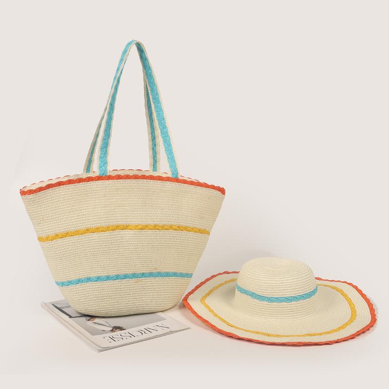 

Evening Bags Summer Straw For Women Big Handmade Beach Bag Hat Set Rattan Woven Handbags Travel Shopper Casual Resort Style Shoulder BagEven