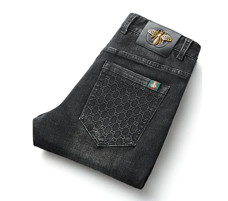 

2022 Fashion Brands Men's Pants Trousers Cotton Straight Elastic Business Classic Style Jeans Denim Male Pants Four Seasons, 04