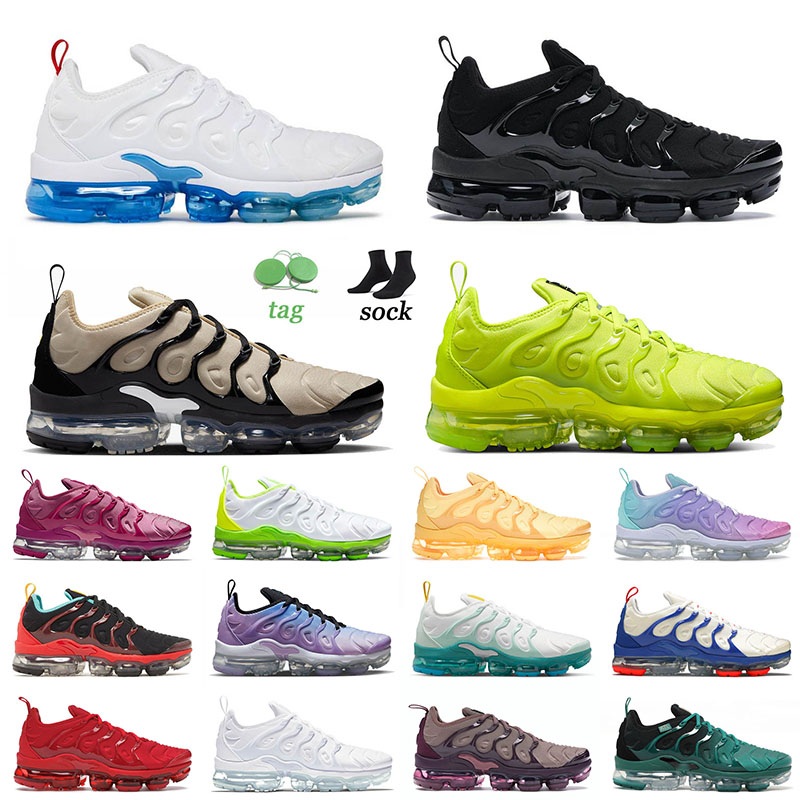 

New Quality 2023 Plus Tn Running Shoes Size 13 Triple Black White University Blue Light Bone Tennis Ball Men Women Trainers Sneakers Runners 36-47, C46 black royal 39-47
