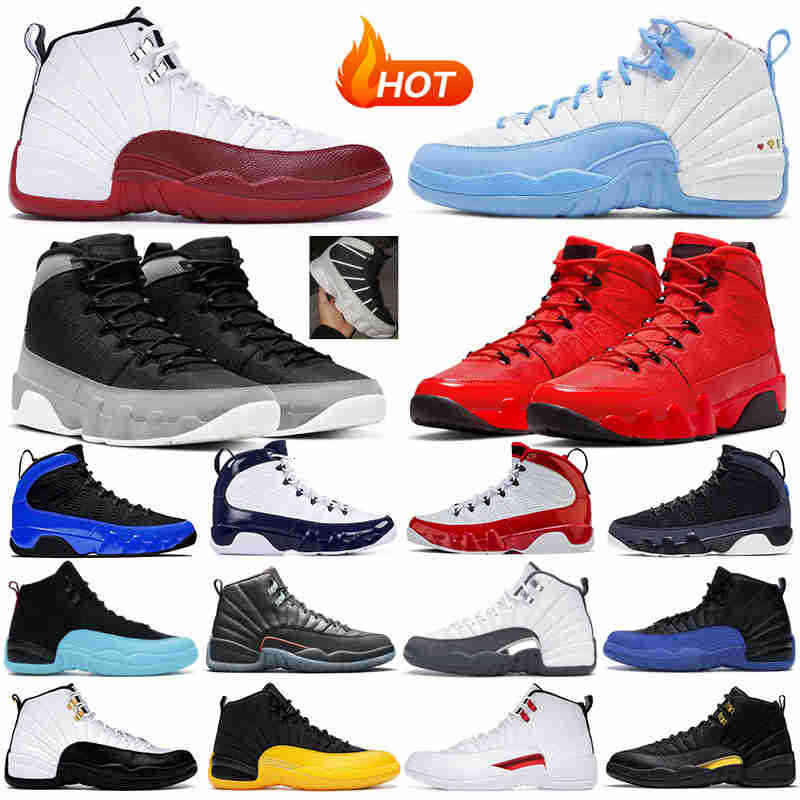 

OG Men Basketball Shoes Jumpman 9 Particle Grey 12s Cherry Hyper Royal Taxi University Gold Mens designer trainers shoes Sneakers, (8)