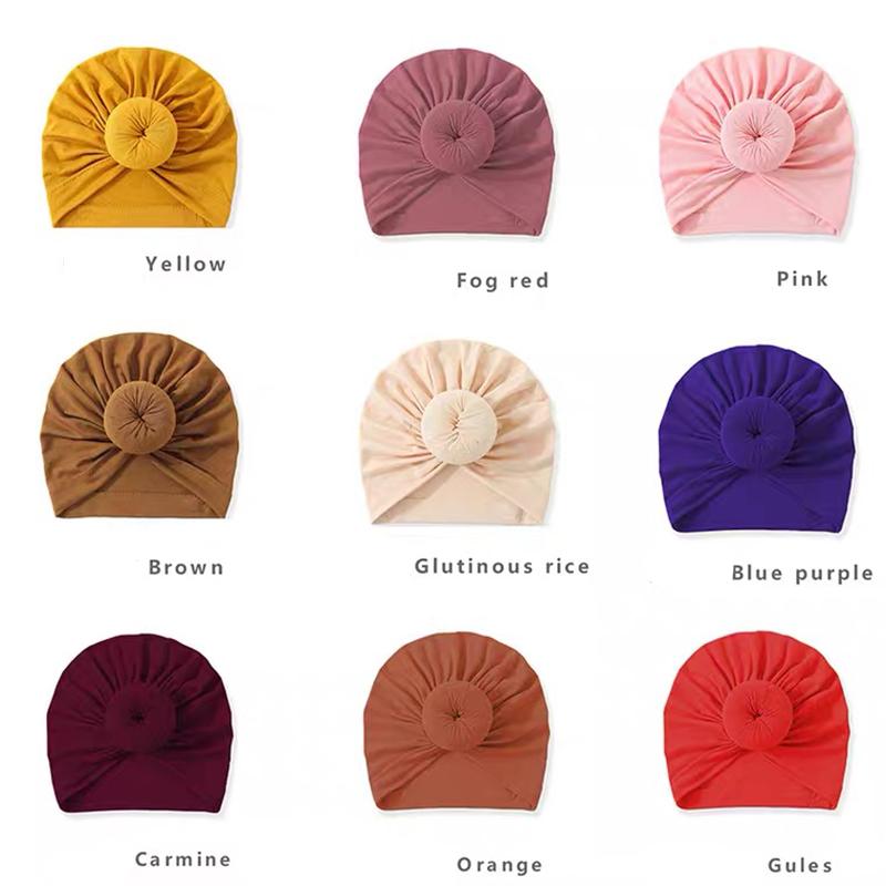 

Caps & Hats Solid Color Dount Baby For Boys Girls Infant Lovely Bowknot Bonnet Beanie Turban Head Accessories Kids GiftsCaps, Color 20