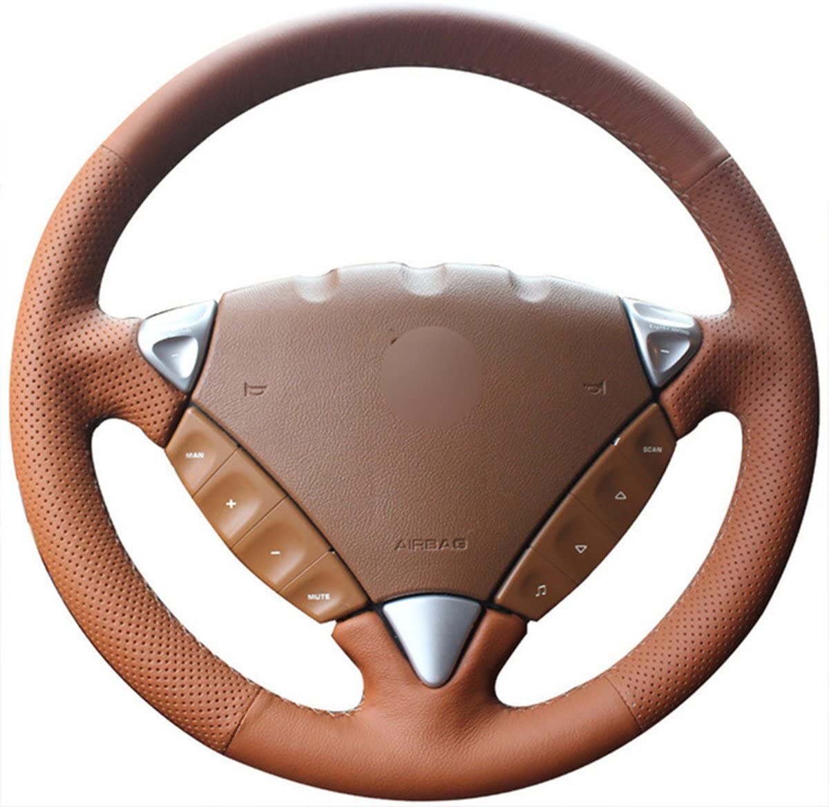 Housses de volant personnalisées en cuir marron bricolage pour Porsche Cayenne S 2003-2010 Cayenne Base 2008 2009 accessoires