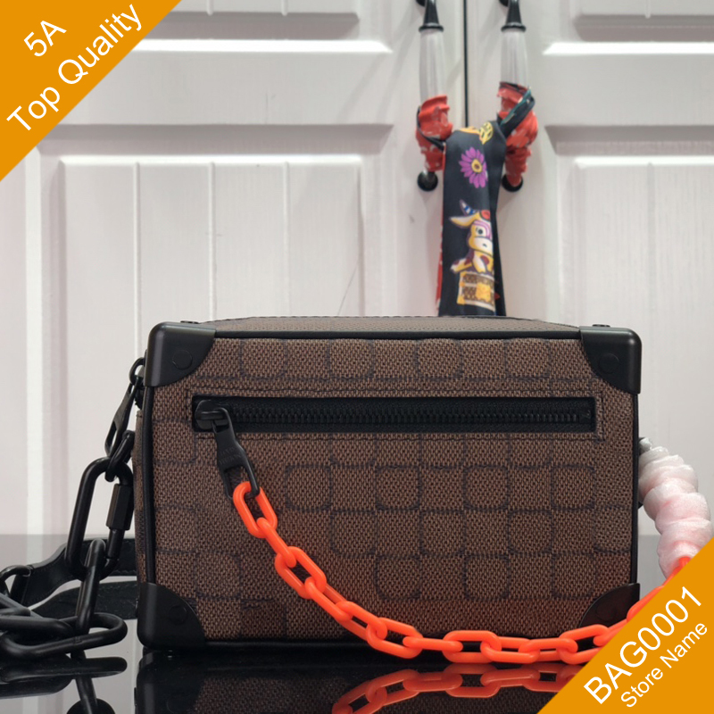 

Shoulder Bags mini soft Trunk Bags Men Check package Fashion Casual Tote Chains M44480 m80159 Canvas Leather Zipper Shoulderbag Crossbody Wi, Brown ni go